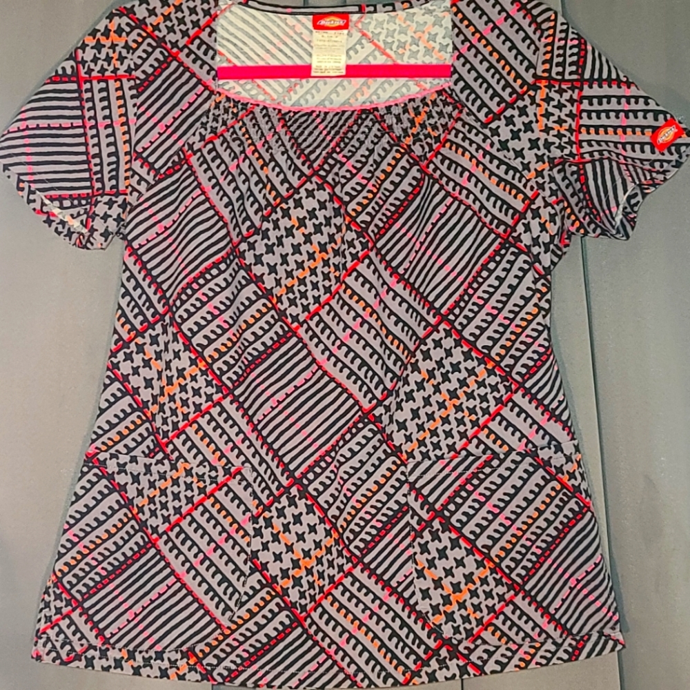 Dickies Scrub Top Small Black Grey Red Pink
